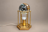 Brass Cage Lamp with Bubble Glass Sphere, Hexagonal Base