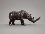 Vintage Leather Rhinoceros Sculpture, Large Safari-Style Animal Figure, 56cm Statement Decor Piece, 1970s