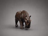 Vintage Leather Rhinoceros Sculpture, Large Safari-Style Animal Figure, 56cm Statement Decor Piece, 1970s