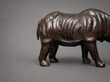 Vintage Leather Rhinoceros Sculpture, Large Safari-Style Animal Figure, 56cm Statement Decor Piece, 1970s