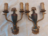 Vintage Bronze Wall Sconce Pair, Swan-Neck Arms — Empire Style, 1950s, Set of 2