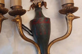 Vintage Bronze Wall Sconce Pair, Swan-Neck Arms — Empire Style, 1950s, Set of 2