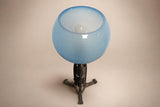 Art Nouveau Style Iron Lamp with Thick Glass Globe, Vintage 1900