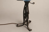 Art Nouveau Style Iron Lamp with Thick Glass Globe, Vintage 1900
