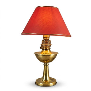 Antique Brass Oil Lamp, Electrified — Victorian Style Table Lamp, 19th Century