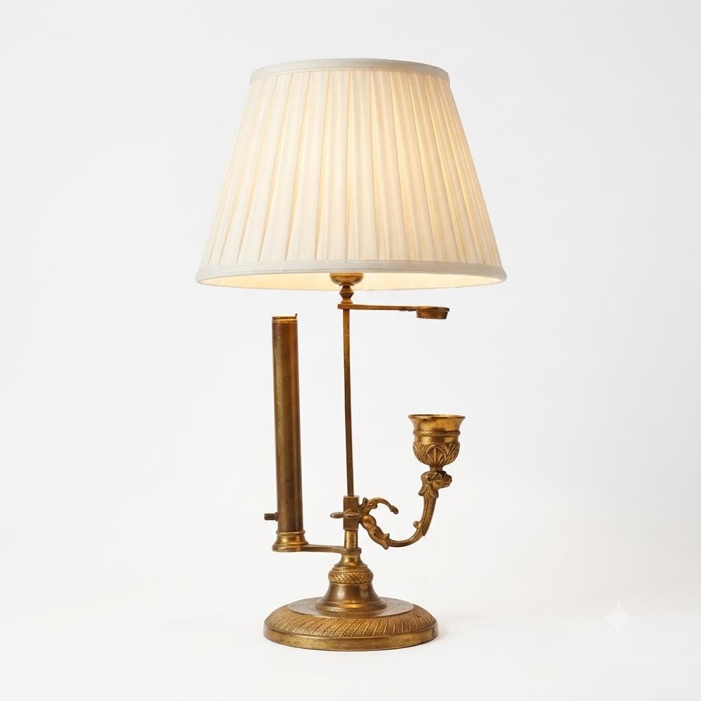 Antique Gilt Bronze Adjustable Piano Candle Lamp — Continental, 1910s
