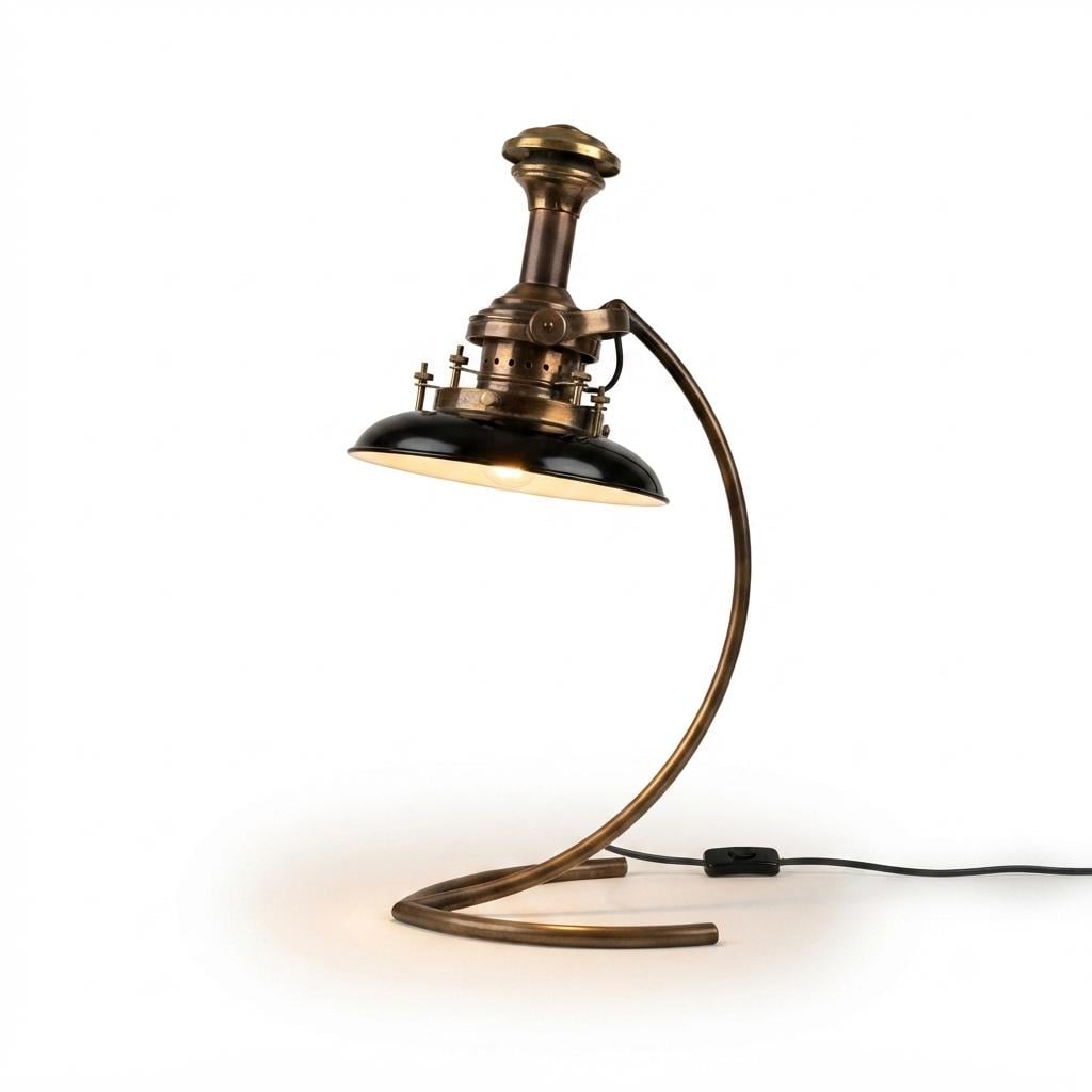 Industrial Style Adjustable Table Lamp, Bronze-Toned Metal with Swivel Shade
