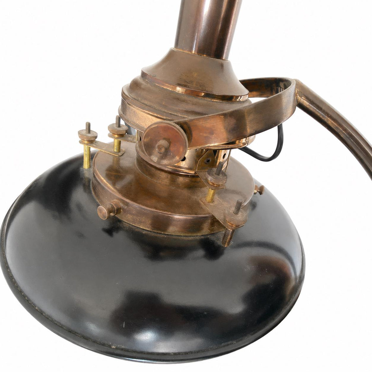Industrial Style Adjustable Table Lamp, Bronze-Toned Metal with Swivel Shade