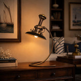 Industrial Style Adjustable Table Lamp, Bronze-Toned Metal with Swivel Shade