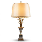 Brushed Steel Pineapple Palm Lamp Base, Hollywood Regency Style — Vintage, 1980s