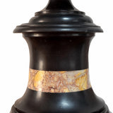 Pair of Black Marble Cassolette Lamp Bases with Inset Marble Band — French, 19th Century