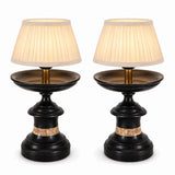 Pair of Black Marble Cassolette Lamp Bases with Inset Marble Band — French, 19th Century