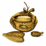Bronze Smoking Set, Swan Among the Reeds — Attributed to S. Agudo, Spain, circa 1960s