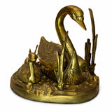 Bronze Smoking Set, Swan Among the Reeds — Attributed to S. Agudo, Spain, circa 1960s