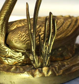 Bronze Smoking Set, Swan Among the Reeds — Attributed to S. Agudo, Spain, circa 1960s