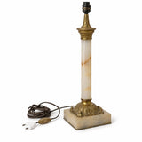 Fluted Column Table Lamp Base, Stone and Gilt Bronze — French Style