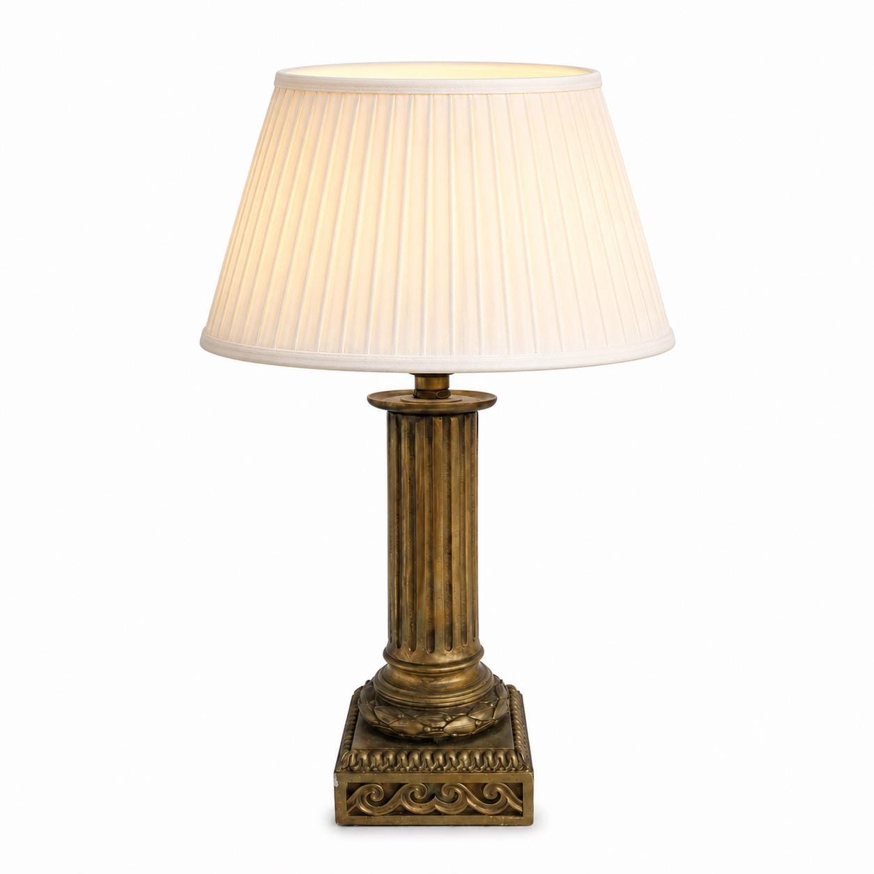 Fluted Brass Column Candlestick Lamp, Neoclassical Style — Converted to Electric