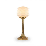 Josef Hoffmann Style Table Lamp, Brass Base with Ribbed Opaline Glass Shade, Wiener Werkstätte Inspired