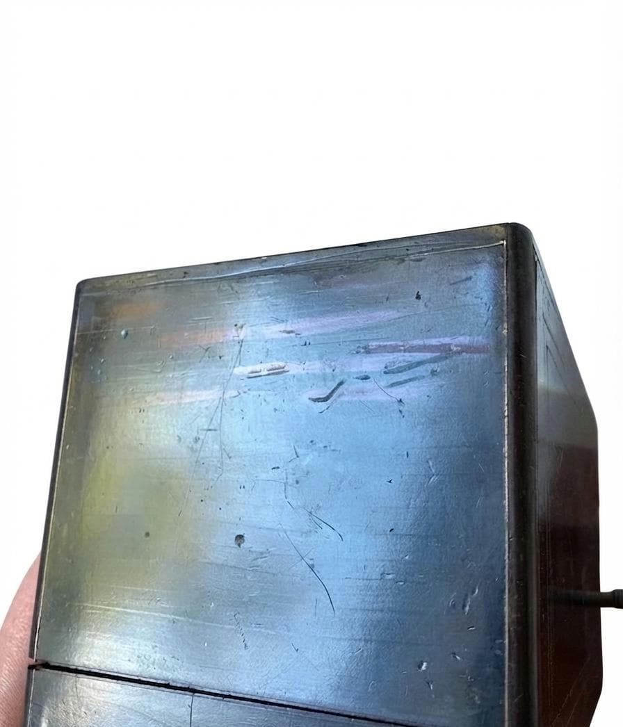 Napoleon III Style Tea Caddy, Ebonized Wood with Brass Inlay, Vintage 1950s