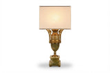 Vintage Onyx and Gilt Brass Urn Lamp with Bronze Floral Mounts