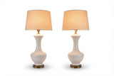 Pair of Opaline Glass Table Lamps, Baluster Form, Bronze-Toned Base, 1950s