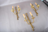 Vintage Brass Wall Sconces, Rope and Tassel Motif, Set of Three, Double Arm