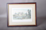Antique Framed Print of Château de Chambord, Hand-Colored Lithograph by Deroy, French Castle View