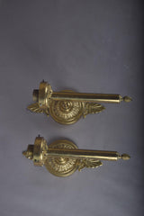 Vintage Solid Brass Wall Sconces, Ornate Rosette Backplate, Pineapple Finial, Pair