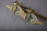 Vintage Solid Brass Wall Sconces, Ornate Rosette Backplate, Pineapple Finial, Pair