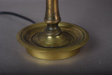 Vintage Brass Bouillotte Lamp, Three-Arm Candelabra Base with Green Tole Shade, French Style Table Lamp