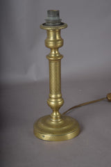 Pair of 19th Century Brass Candlestick Lamps, Antique Candlesticks Converted to Table Lights
