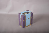 Purple and Blue Lacquered Decorative Box, Gold Trim Hinged Lid, "Reflections" Trinket Box