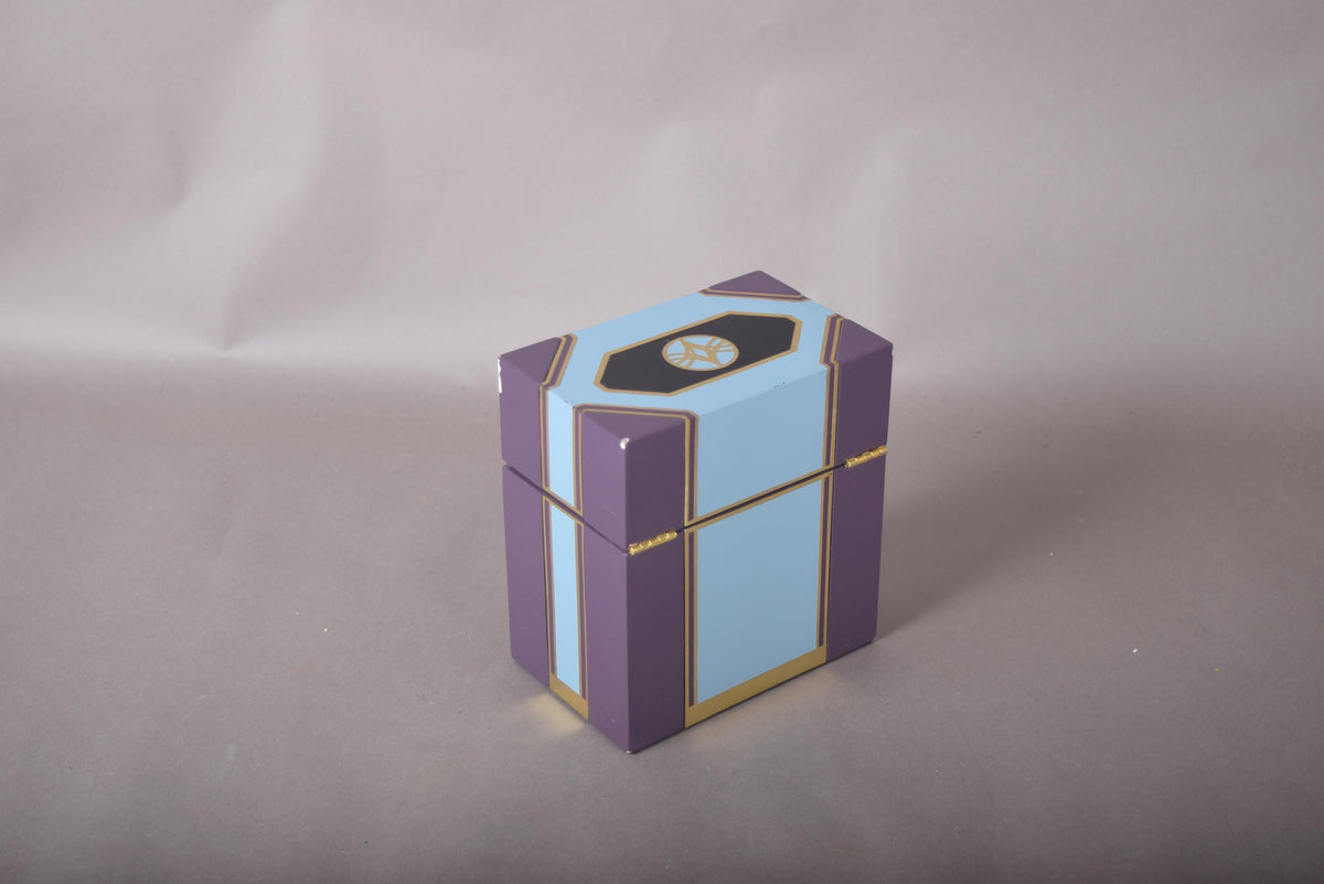 Purple and Blue Lacquered Decorative Box, Gold Trim Hinged Lid, "Reflections" Trinket Box