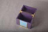 Purple and Blue Lacquered Decorative Box, Gold Trim Hinged Lid, "Reflections" Trinket Box