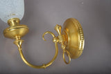 Vintage Brass Wall Sconces, Frosted Textured Tulip Glass Shades, Pair