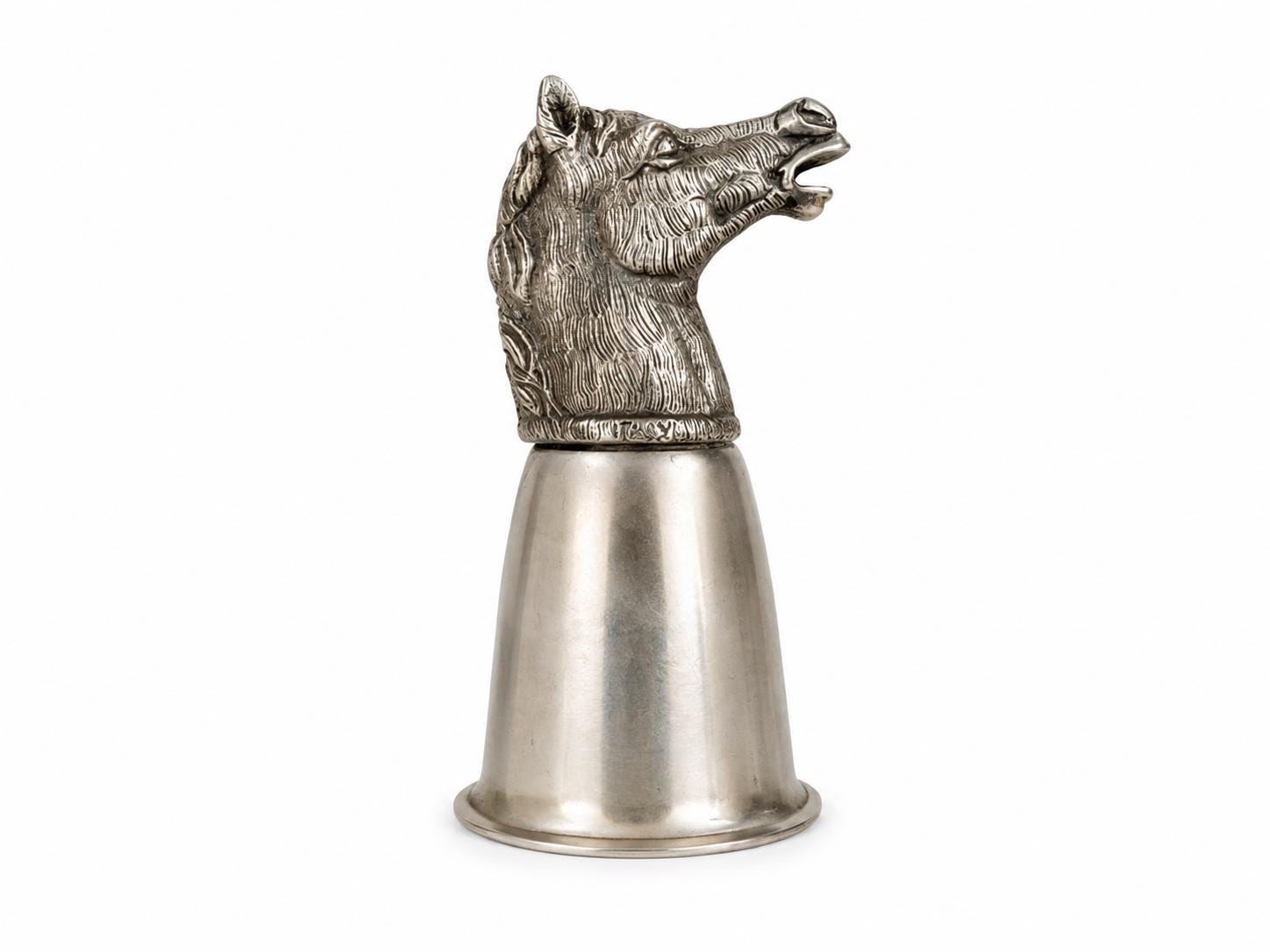 Vintage 1980s Gucci Horse-Head Metal Tumbler – Italian Designer Barware, Rare Collectible Equestrian Cup