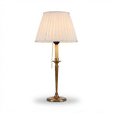Vintage Brass Table Lamp, Worn Silver-Tone Finish, Pleated Shade, 1940s