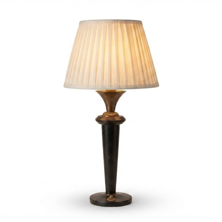 Vintage Navy Blue Leather Table Lamp | 1950s Mid Century Accent Lamp | Leather-Wrapped Brass Base | Rare Design Piece