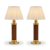 Vintage Pair of 1960s Wood & Brass Table Lamp Bases | Mid-Century Turned Column Lamps | Wired and Ready | Set of 2