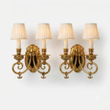 Vintage Pair of Brass Wall Sconces | 2-Light Louis XVI Style | Gold-Tone French Inspired Wall Lighting | Circa 1950s
