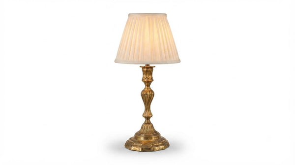 Vintage Solid Brass Table Lamp, Fluted Column, Stepped Circular Base, Classic Vintage Lighting, Circa 1950s