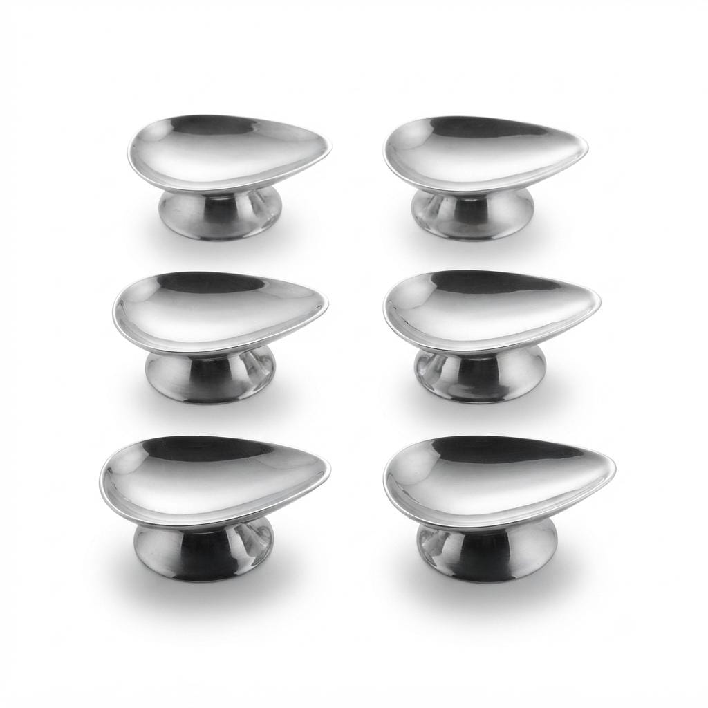Set of 6 Vintage Stainless Steel Avocado Dishes, Mid-Century Serving Bowls, Inox Appetizer Dishes, Retro Tableware Set, Circa 1950s