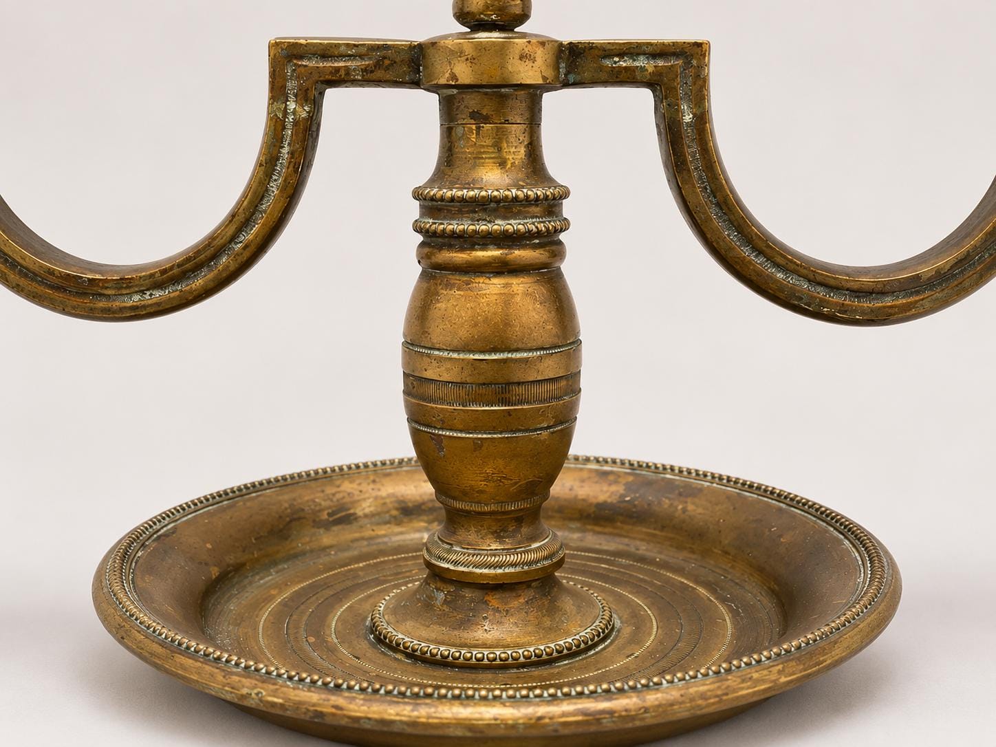 Vintage Brass-Toned Bouillotte Lamp Base, French Style, Convertible Candle Holder, 1950s