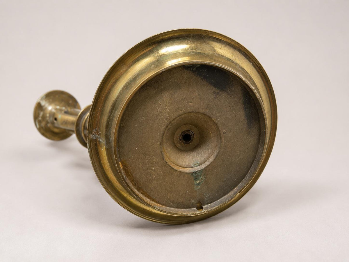 Vintage Brass-Toned Bouillotte Lamp Base, French Style, Convertible Candle Holder, 1950s