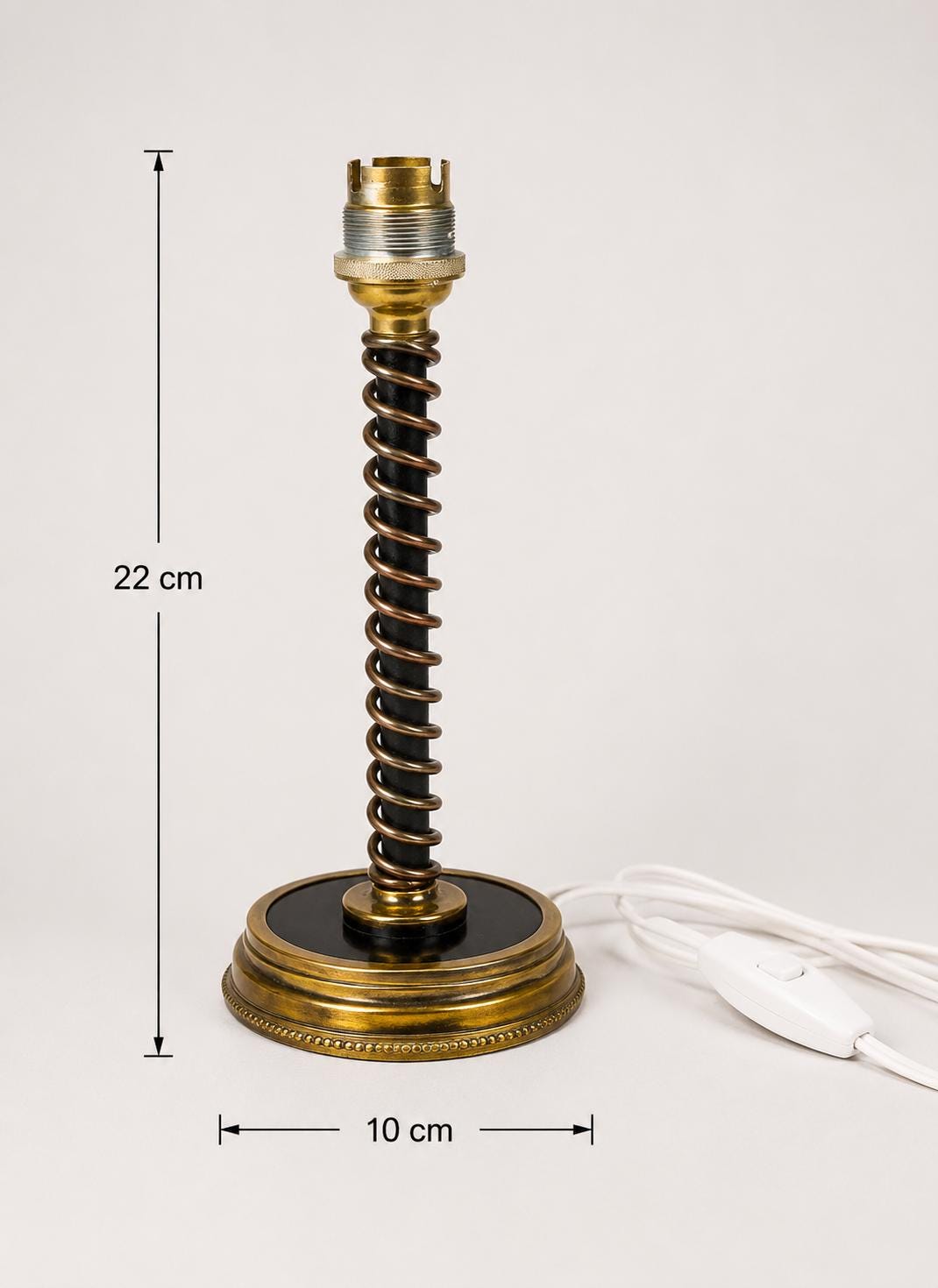Vintage Brass Table Lamp Base, Art Deco Style, Spring Detail, Ready to Use, 1920s