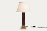 Vintage Brass Column Table Lamp, Snakeskin-Embossed Column, Square Stepped Base