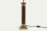 Vintage Brass Column Table Lamp, Snakeskin-Embossed Column, Square Stepped Base