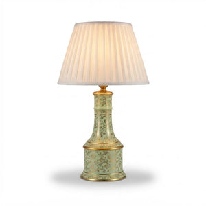 Vintage Chinoiserie Table Lamp | Mint Green Porcelain with Gold Gilt Floral Detail | French Country Baluster Lamp | Circa 1950s