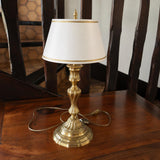 Vintage Solid Brass Table Lamp, Fluted Column, Stepped Circular Base, Classic Vintage Lighting, Circa 1950s