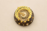 Vintage Knight Figural Toothpick Holder, Gold-Toned Metal, Beaded Wood Base, 1950s